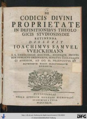 De Codicis Divini Proprietate In Definitionibvs Theologicis Stvdiosissime Retinenda