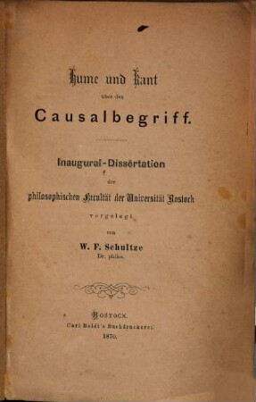 Hume und Kant über den Causalbegriff : Inaugural-Dissertation