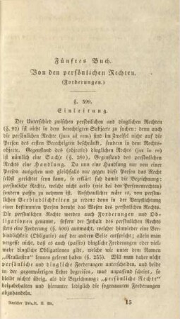 Fünftes Buch. Von den persönlichen Rechten. (Forderungen.)