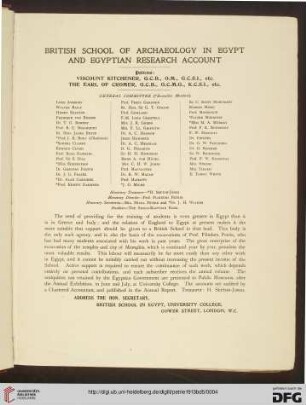 British School of Archaeology in Egypt an Egytian Research Account