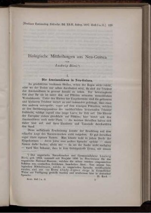 Biologische Mittheilungen aus Neu-Guinea