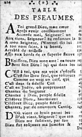 Table des Pseaumes