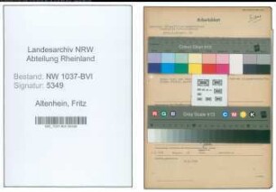 Entnazifizierung Fritz Altenhein , geb. 14.04.1885 (Kaufmann)