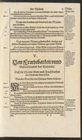 V. Von Fruchtbarkeit unnd Unfruchtbarkeit des Ehestands.