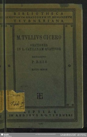 M. Tullii Ciceronis Orationes in L. Catilinam quattuor