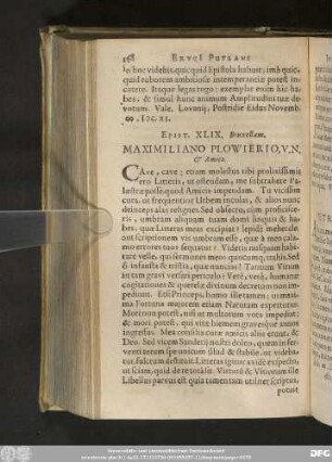 Epist. XLIX. Bruxellam. Maximiliano Plowierio, V. N. & Amico.