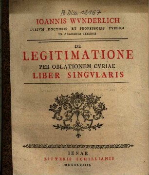 De legitimatione per oblationem curiae : liber singularis