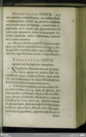 Exercitatio XXXVII. Quomodo talis Dei simplicitas demonstretur