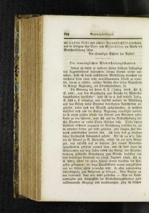¬Die¬ sonntäglichen Wiederholungsstunden