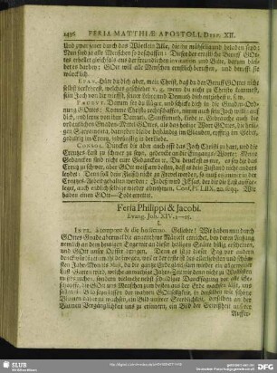 Feria Philippi & Jacobi. Evang. Joh. XIV. 1 - 15.