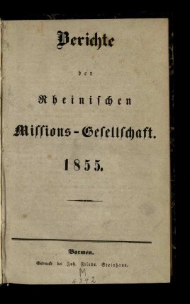 Berichte der Rheinischen Missions-Gesellschaft / 12.1855