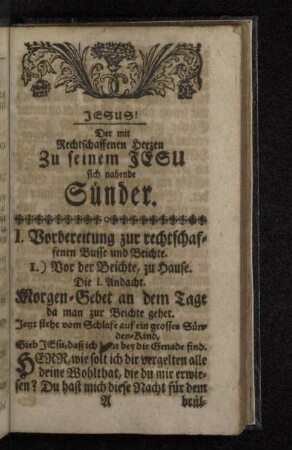 1. Vorbereitung zur rechtschaffenen Busse und Beichte.
