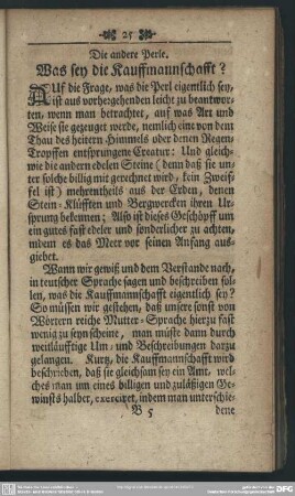 Die andere Perle. Was sey die Kauffmannschafft?