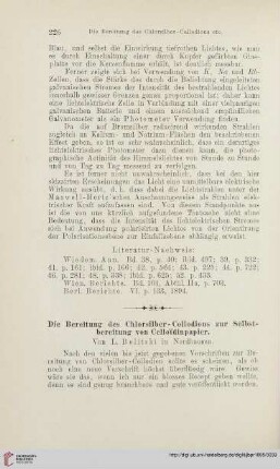 Die Bereitung des Chlorsilber-Collodions zur Selbsbereitung von Celloïdinpapier
