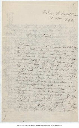 Brief von Reinhold Grundemann an August Petermann an Justus Perthes' Geographische Anstalt  : London, 22.08.1865