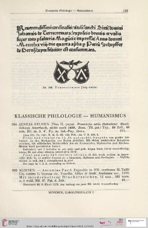 Klassische Philologie - Humanismus (Nr. 295 - 389)