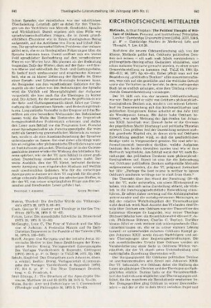 842-845 [Rezension] MacGrade, Arthur Stephen, The Political thought of William of Ockham