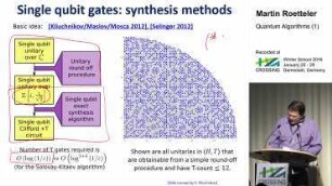 CROSSING Winter School 2016: Quantum Algorithms (1)