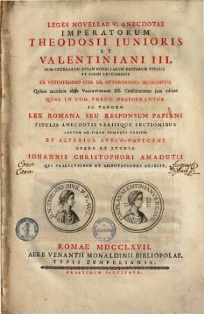 Leges novellae : v. anecdotae imperatorum Theodosii junioris & Valentiniani III. ...