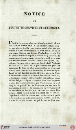 Notice sur l'Institut de Correspondance Archéologique