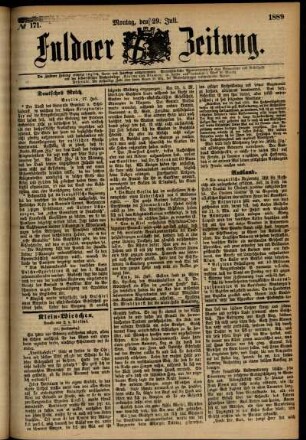 Ausgabe vom Montag, den 29. Juli 1889.