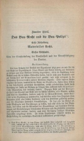 Zweiter Theil. Das Bau-Recht und die Bau-Polizei.