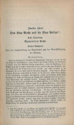Zweiter Theil. Das Bau-Recht und die Bau-Polizei.
