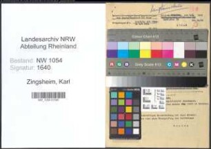 Entnazifizierung Karl Zingsheim , geb. 24.06.1888 (Stadtinspektor)