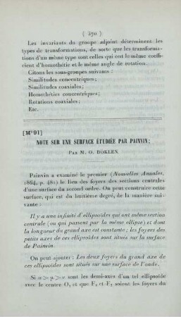 Note sur une surface étudiée par Painvin.