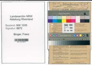 Entnazifizierung Franz Binger , geb. 16.09.1895 (Steiger)
