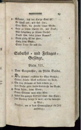 Sabaths- und Festages-Gesänge.