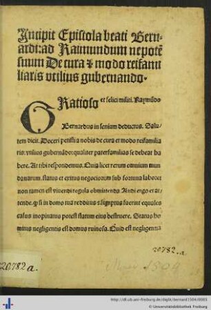 Epistola beati Bernardi ad Raimundum nepotem.