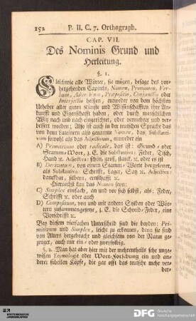 Cap. VII. Des Nominis Grund und Herleitung.