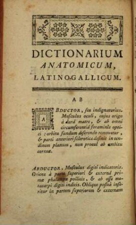 Dictionnaire anatomique latin-françois