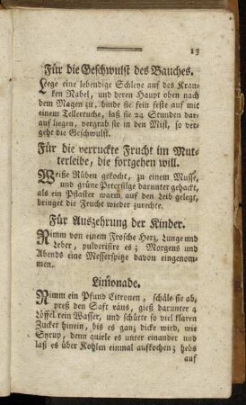 Für die Geschwulst des Bauches