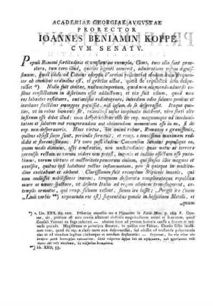 ACADEMIAE GEORGIAE AVGVSTAE PRORECTOR IOANNES BENIAMIN KOPPE C V M SENAT V.
