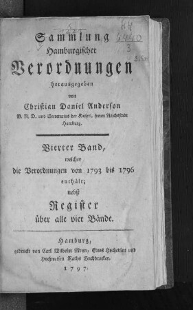 4.1793/96(1797): Sammlung hamburgischer Verordnungen