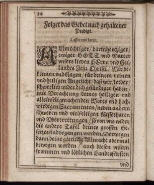 Folget das Gebet nach gehaltener Predigt.