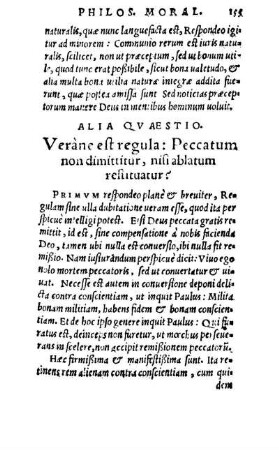 Alia Qvæstio. Verane est regula: Peccatum non dimittitur, nisi ablatum resutuatur?