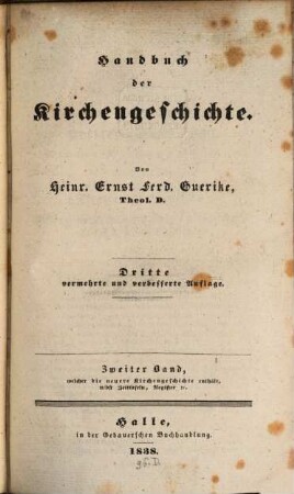 Handbuch der Kirchengeschichte. 2, Welcher die neuere Kirchengeschichte enthält, nebst Zeittafeln, Register
