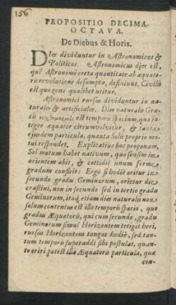 Propositio Decima Octava. De Diebus & Horis.