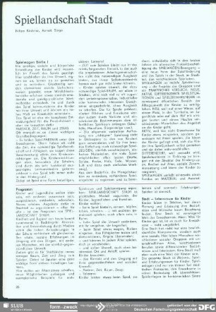 Spiellandschaft Stadt : Ästhetik des Verhaltens: Spiel