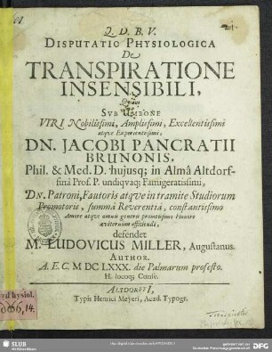 Disputatio Physiologica De Transpiratione Insensibili