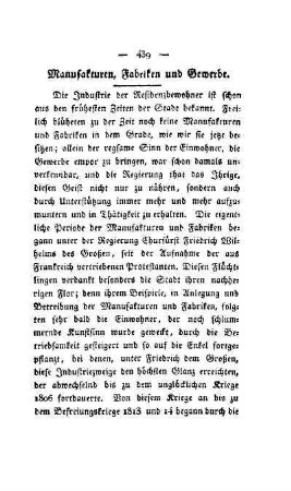 Manufakturen, Fabriken und Gewerbe