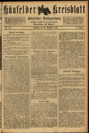 Ausgabe vom Dienstag, den 20. November 1923.