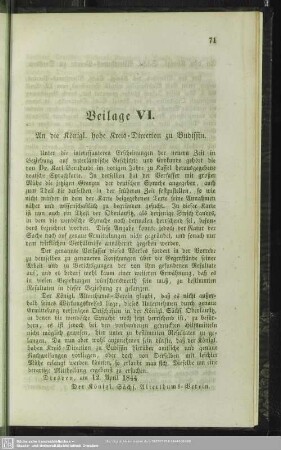 Beilage VI. An die königl. Hohe Kreis-Direction zu Budissin