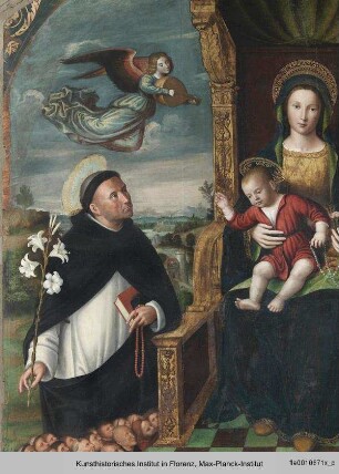 Rosenkranzmadonna zwischen den Heiligen Dominikus und Cäcilia