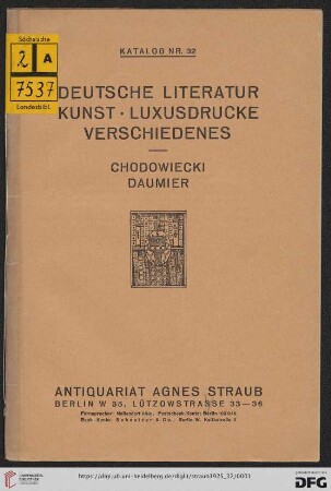 Nr. 32: Katalog: Deutsche Literatur, Kunst, Luxusdrucke, Verschiedenes : Chodowiecki, Daumier