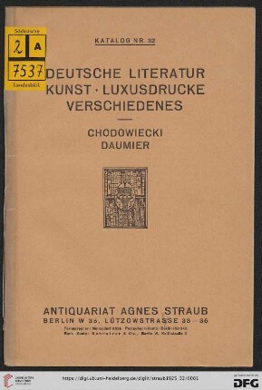 Nr. 32: Katalog: Deutsche Literatur, Kunst, Luxusdrucke, Verschiedenes : Chodowiecki, Daumier