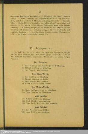 V. Frequenz